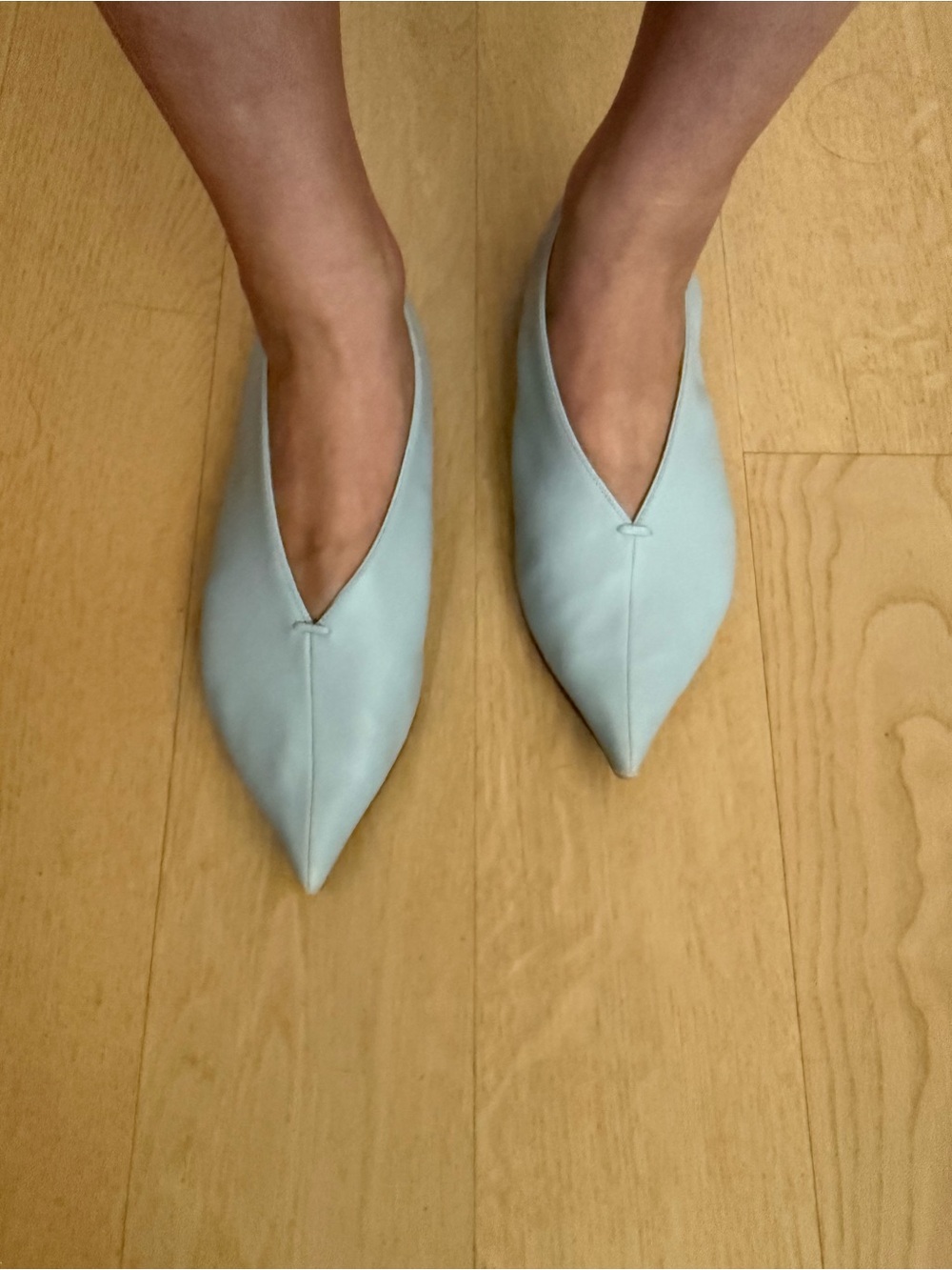 EUC Old Celine Phoebe Philo Babouche Soft Leather Pointed Flats Pale Blue 37.5 - Picture 1 of 7